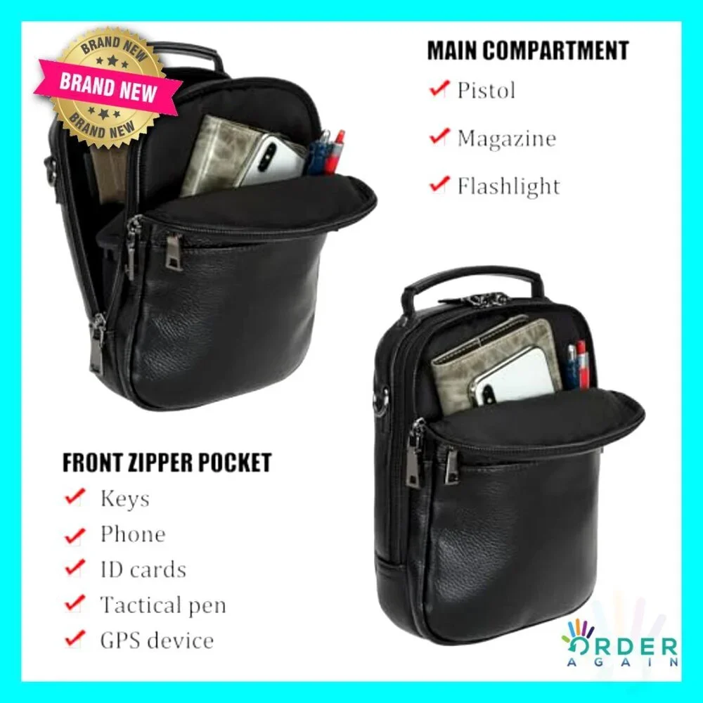 Italian Leather Crossbody Bag Tactical EDC Pouch Multi-Pocket Utility Belt